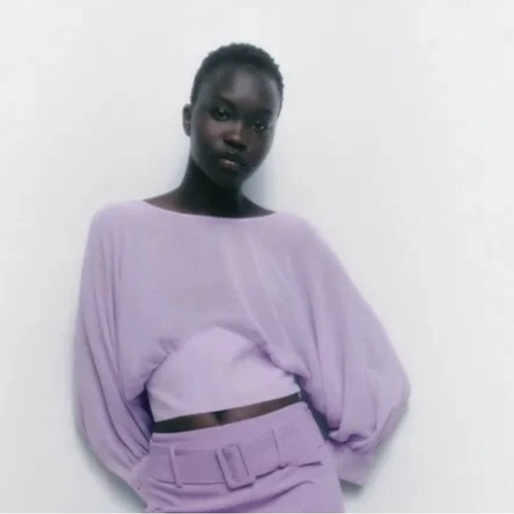 Zara Women’s Light Purple‎ Batwing Crop Top